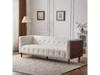 Canapé 3 places capitonné en tissu/bouclette contemporain 228 cm beige/bouclette