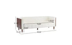 Canapé 3 places capitonné en tissu/bouclette contemporain 228 cm beige/bouclette