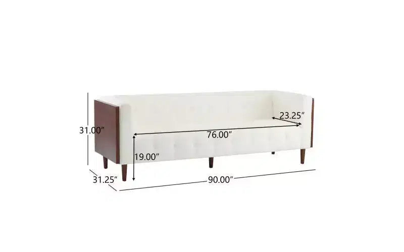 Canapé 3 places capitonné en tissu/bouclette contemporain 228 cm beige/bouclette