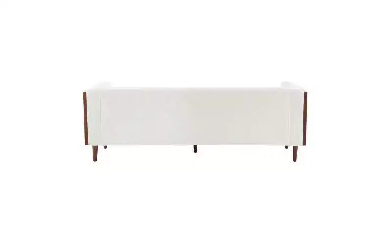 Canapé 3 places capitonné en tissu/bouclette contemporain 228 cm beige/bouclette