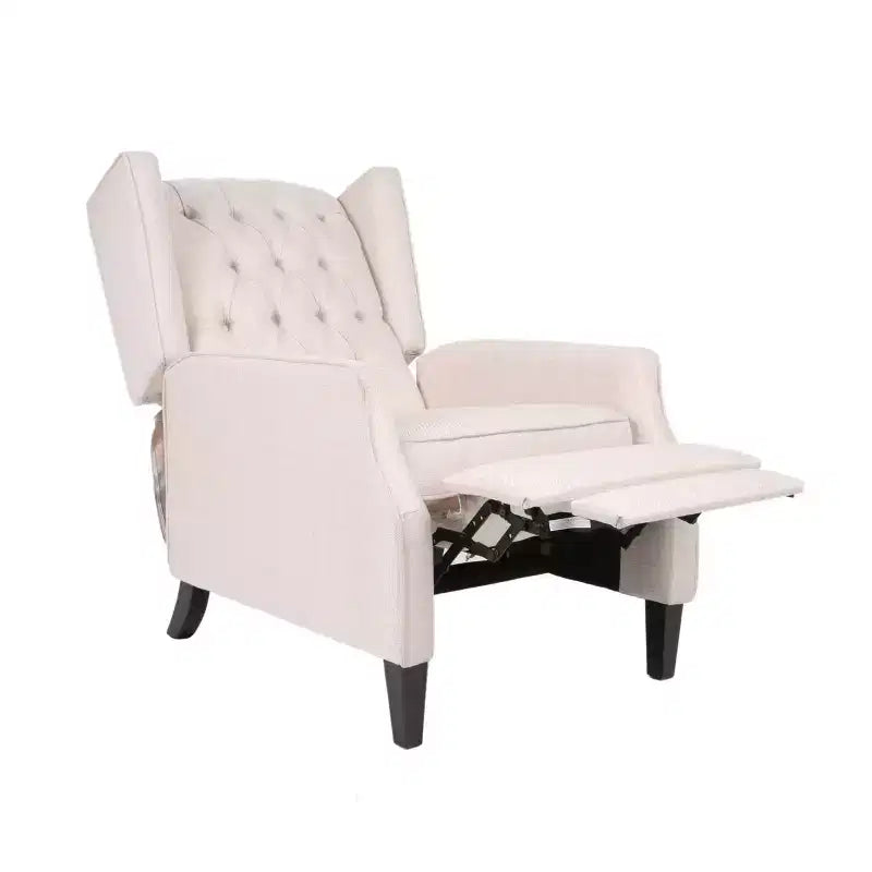 Fauteuil inclinable traditionnel à oreilles : Dossier inclinable, capitonné, cadre en contreplaqué
