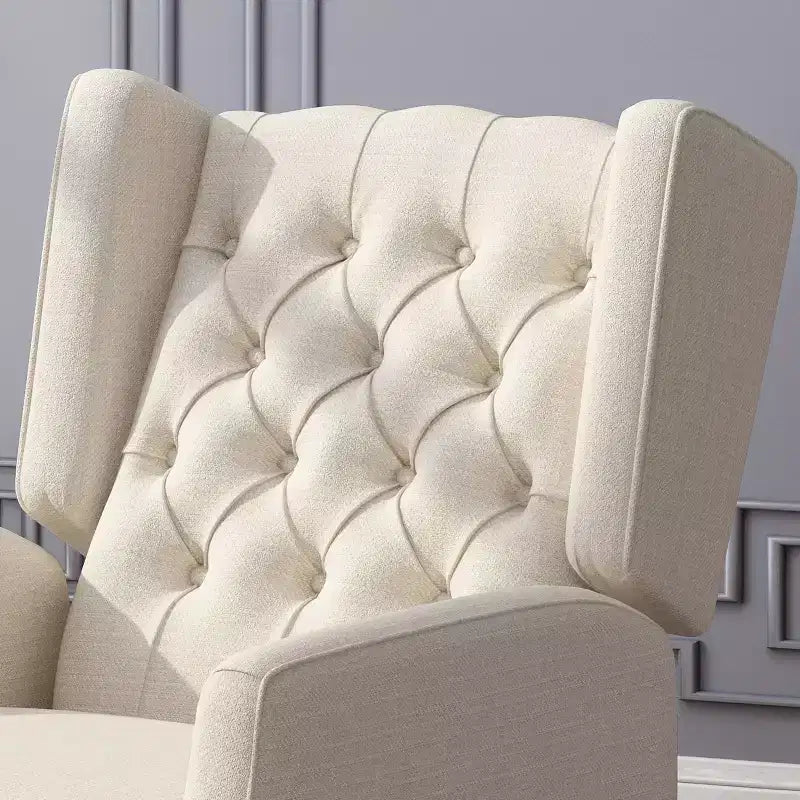 Fauteuil inclinable traditionnel à oreilles : Dossier inclinable, capitonné, cadre en contreplaqué