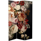 Paravent double face motif fleurs vintage 180 cm : Impression botanique haute résolution, cadre en bois, aucun assemblage requis