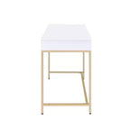 Bureau 2 tiroirs Blanc laqué/Doré
