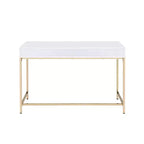 Bureau 2 tiroirs Blanc laqué/Doré
