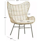 Fauteuil à oreilles en rotin - Blanc/Gris blanchi