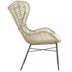 Fauteuil à oreilles en rotin - Blanc/Gris blanchi