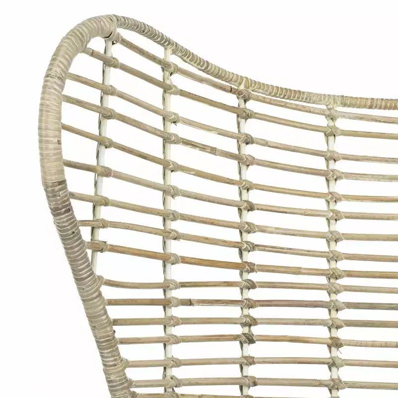 Fauteuil à oreilles en rotin - Blanc/Gris blanchi
