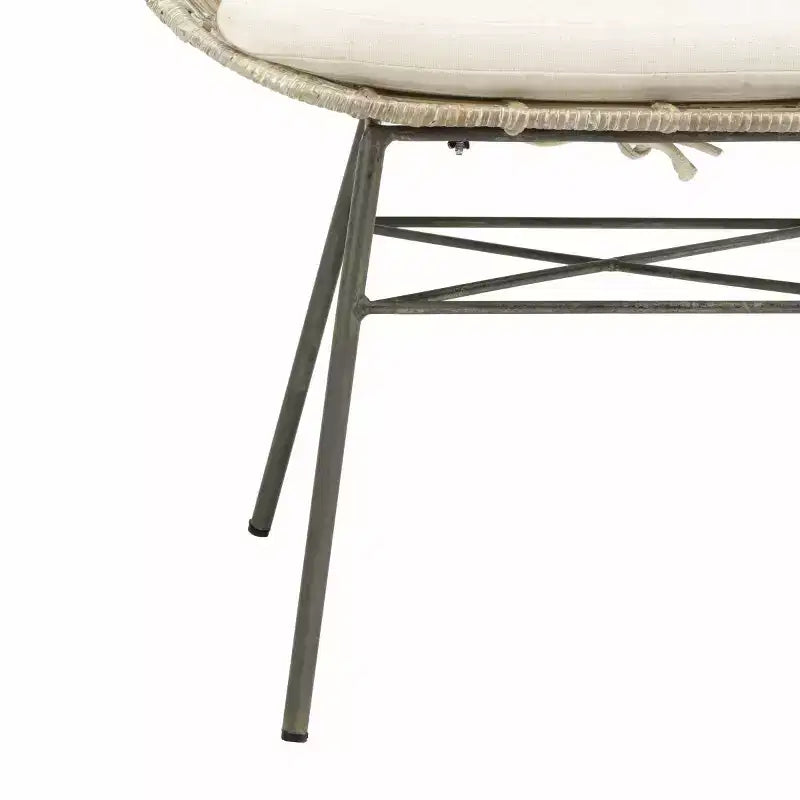 Fauteuil à oreilles en rotin - Blanc/Gris blanchi