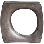 Table d'appoint industrielle antique en argent, 24 x 8 1/2, avec cadre sculptural pour salon, chambre à coucher, chevet, entrée