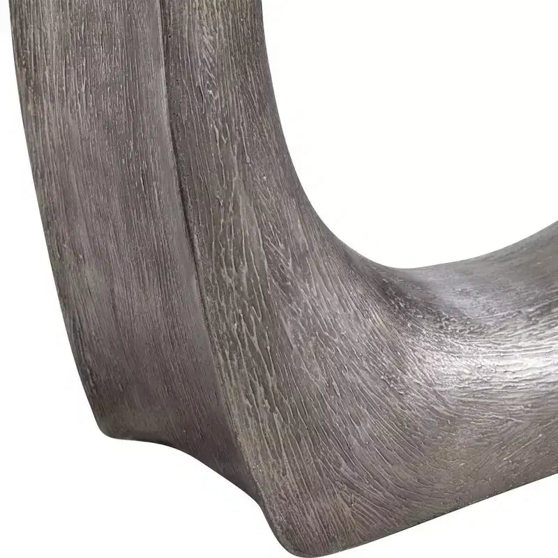 Table d'appoint industrielle antique en argent, 24 x 8 1/2, avec cadre sculptural pour salon, chambre à coucher, chevet, entrée