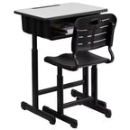 Bureau et chaise d'étudiant réglables en hauteur avec cadre piédestal noir