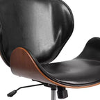 Chaise de bureau de conférence mi-dossier en bois avec siège en similicuir