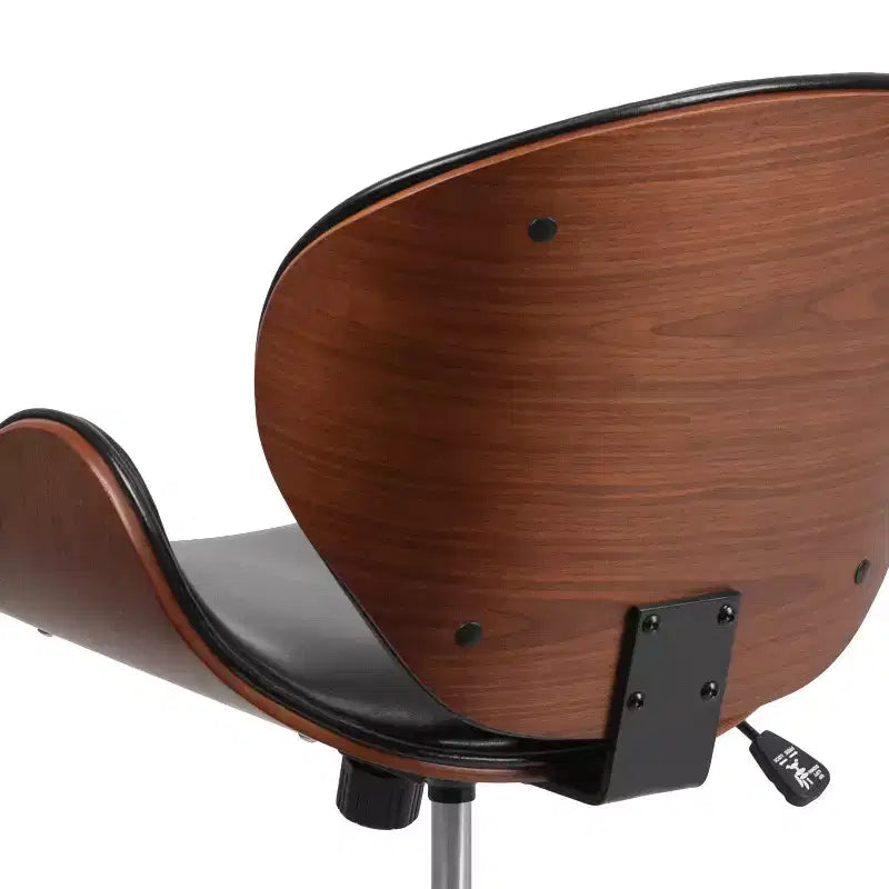 Chaise de bureau de conférence mi-dossier en bois avec siège en similicuir