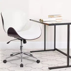 Chaise de bureau de conférence mi-dossier en bois avec siège en similicuir