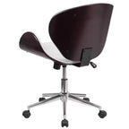 Chaise de bureau de conférence mi-dossier en bois avec siège en similicuir