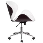 Chaise de bureau de conférence mi-dossier en bois avec siège en similicuir
