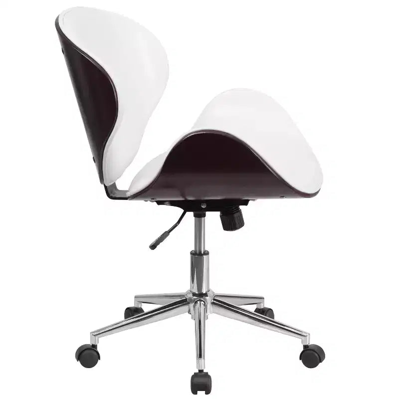 Chaise de bureau de conférence mi-dossier en bois avec siège en similicuir