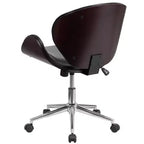 Chaise de bureau de conférence mi-dossier en bois avec siège en similicuir