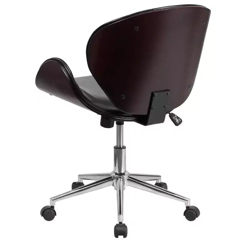 Chaise de bureau de conférence mi-dossier en bois avec siège en similicuir