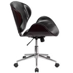 Chaise de bureau de conférence mi-dossier en bois avec siège en similicuir