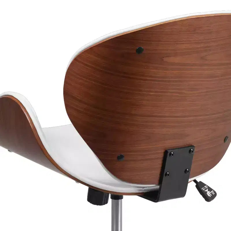 Chaise de bureau de conférence mi-dossier en bois avec siège en similicuir