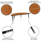 Table d'activités collaborative laminée thermique flexible demi-cercle vague 60 po - Pieds réglables en hauteur standard
