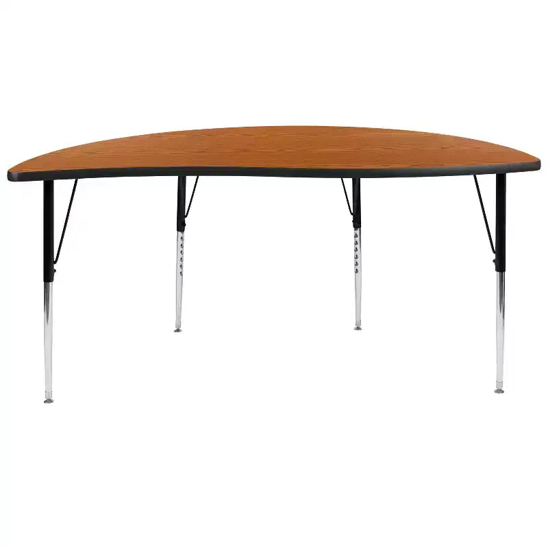 Table d'activités collaborative laminée thermique flexible demi-cercle vague 60 po - Pieds réglables en hauteur standard