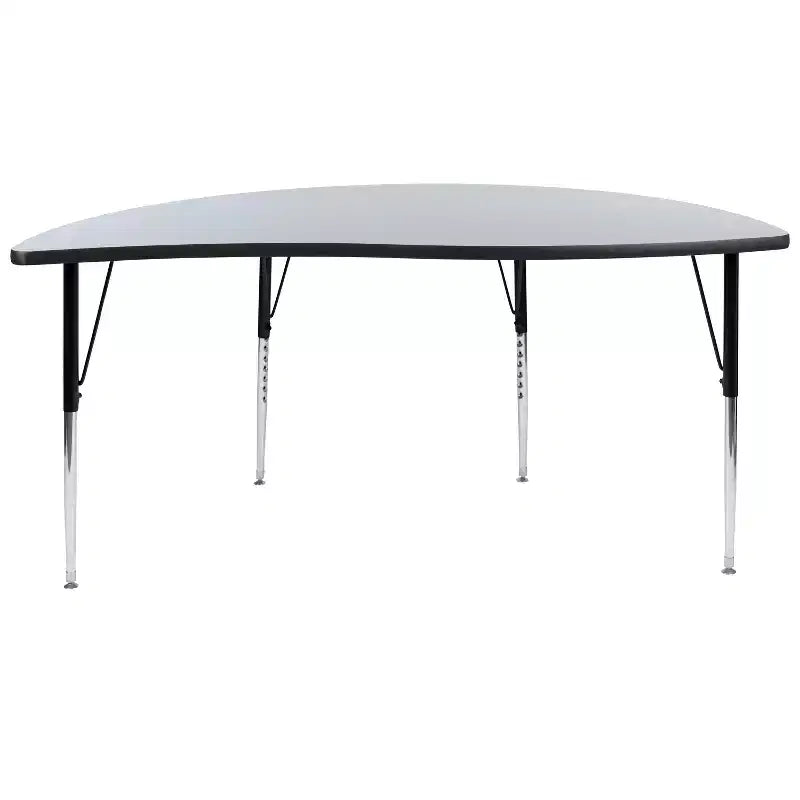 Table d'activités collaborative laminée thermique flexible demi-cercle vague 60 po - Pieds réglables en hauteur standard