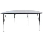 Table d'activités collaborative laminée thermique flexible demi-cercle vague 60 po - Pieds réglables en hauteur standard