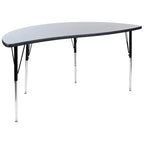 Table d'activités collaborative laminée thermique flexible demi-cercle vague 60 po - Pieds réglables en hauteur standard