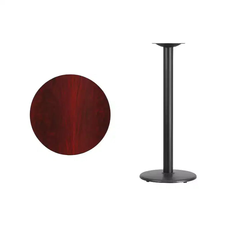 Dessus de table laminé rond de 24 po avec base de table hauteur bar ronde de 18 po