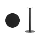 Dessus de table laminé rond de 24 po avec base de table hauteur bar ronde de 18 po