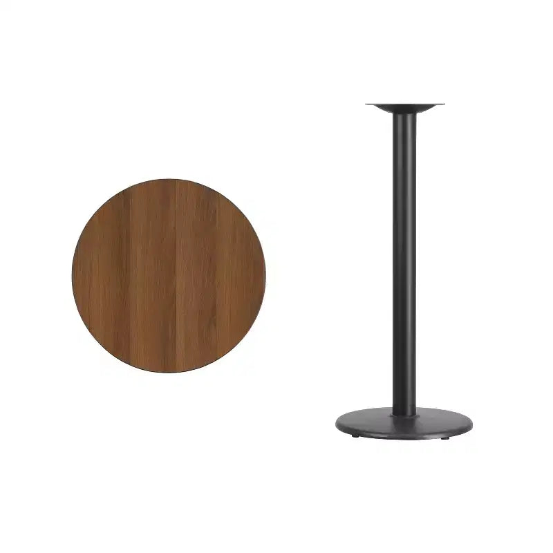 Dessus de table laminé rond de 24 po avec base de table hauteur bar ronde de 18 po