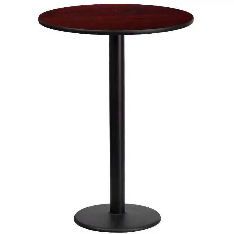 Dessus de table laminé rond de 24 po avec base de table hauteur bar ronde de 18 po
