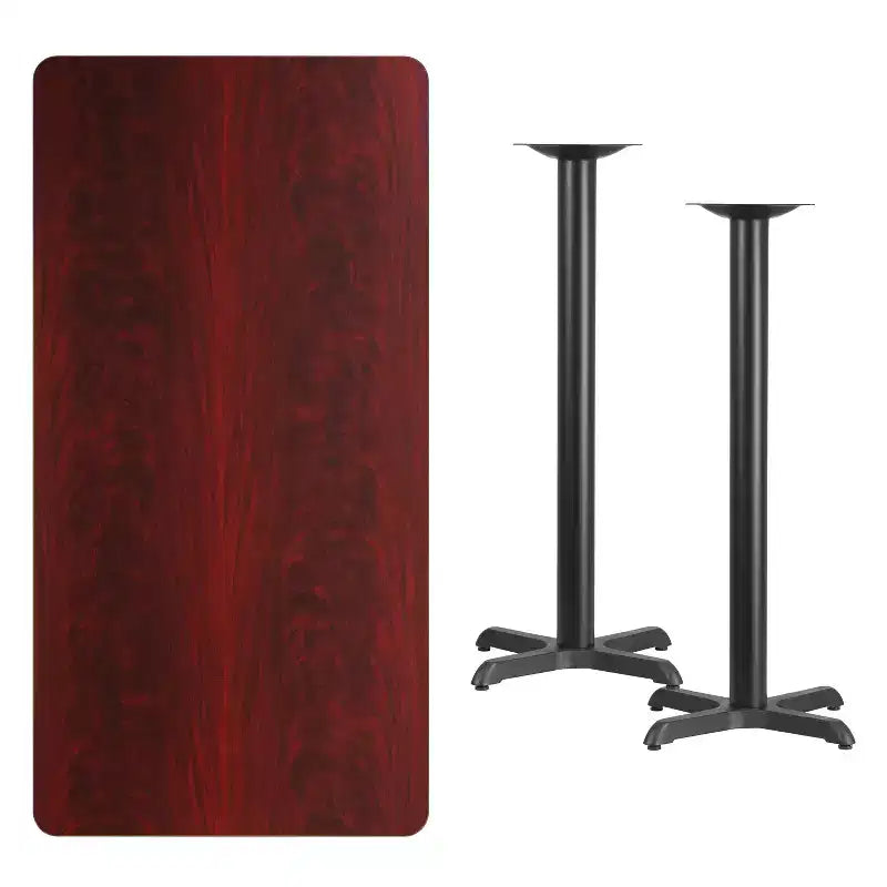 Table de bar rectangulaire en stratifié 30x60 avec bases 22x22