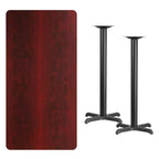 Table de bar rectangulaire en stratifié 30x60 avec bases 22x22
