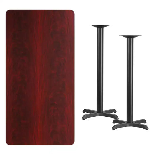 Table de bar rectangulaire en stratifié 30x60 avec bases 22x22