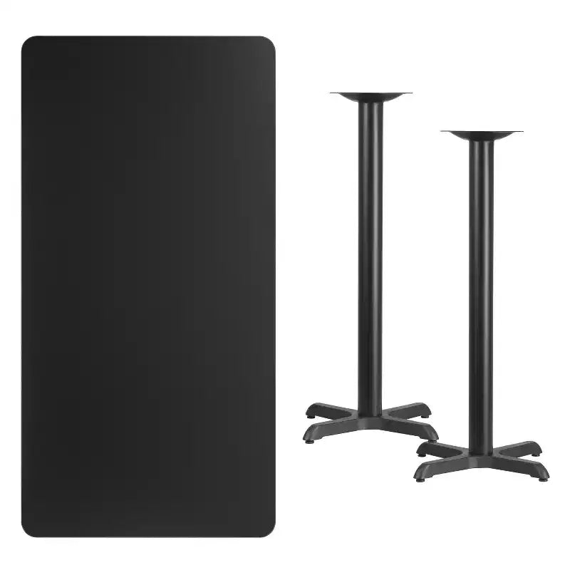 Table de bar rectangulaire en stratifié 30x60 avec bases 22x22