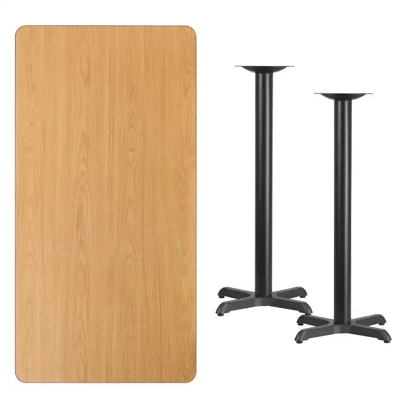 Table de bar rectangulaire en stratifié 30x60 avec bases 22x22