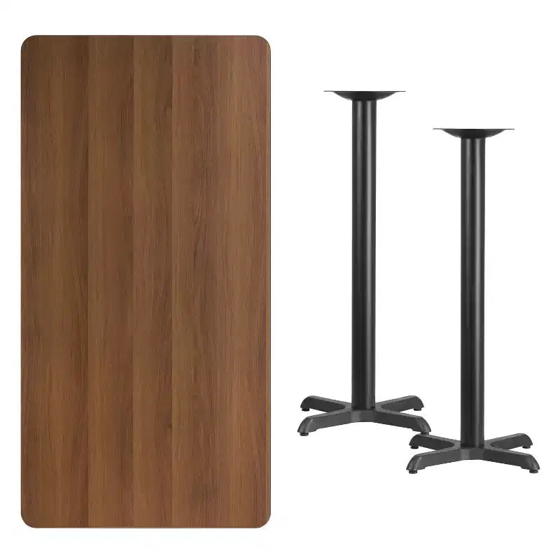 Table de bar rectangulaire en stratifié 30x60 avec bases 22x22