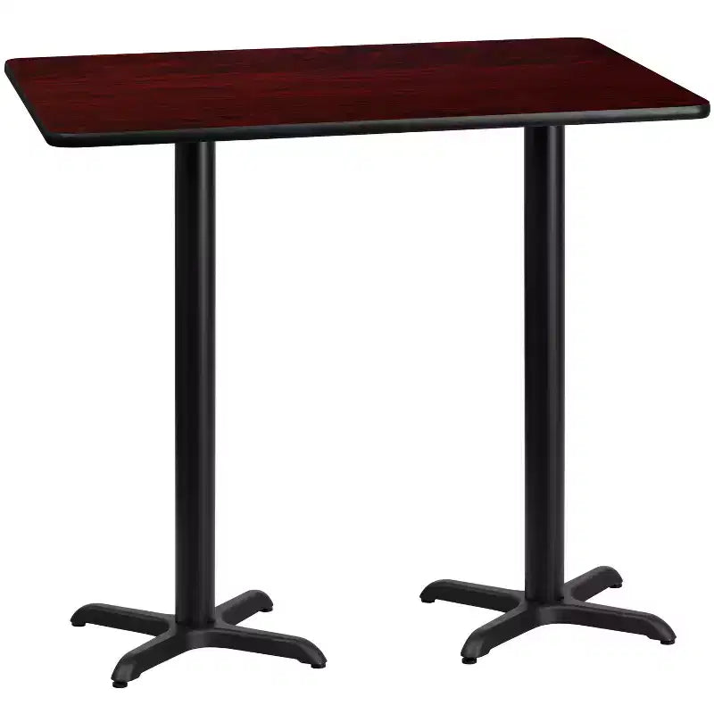 Table de bar rectangulaire en stratifié 30x60 avec bases 22x22