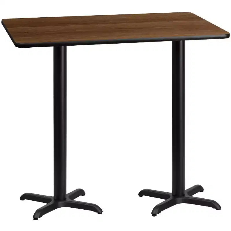 Emma and Oliver 30x60 Rectangular Laminate Bar Table with 22x22 Bases