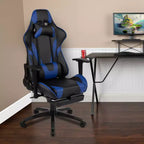Fauteuil de jeu ergonomique Racing avec dossier inclinable et repose-pieds en similicuir rouge
