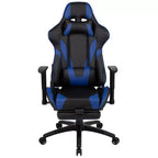 Fauteuil de jeu ergonomique Racing avec dossier inclinable et repose-pieds en similicuir rouge