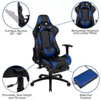 Fauteuil de jeu ergonomique Racing avec dossier inclinable et repose-pieds en similicuir rouge