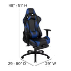 Fauteuil de jeu ergonomique Racing avec dossier inclinable et repose-pieds en similicuir rouge