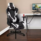 Fauteuil de jeu ergonomique Racing avec dossier inclinable et repose-pieds en similicuir rouge