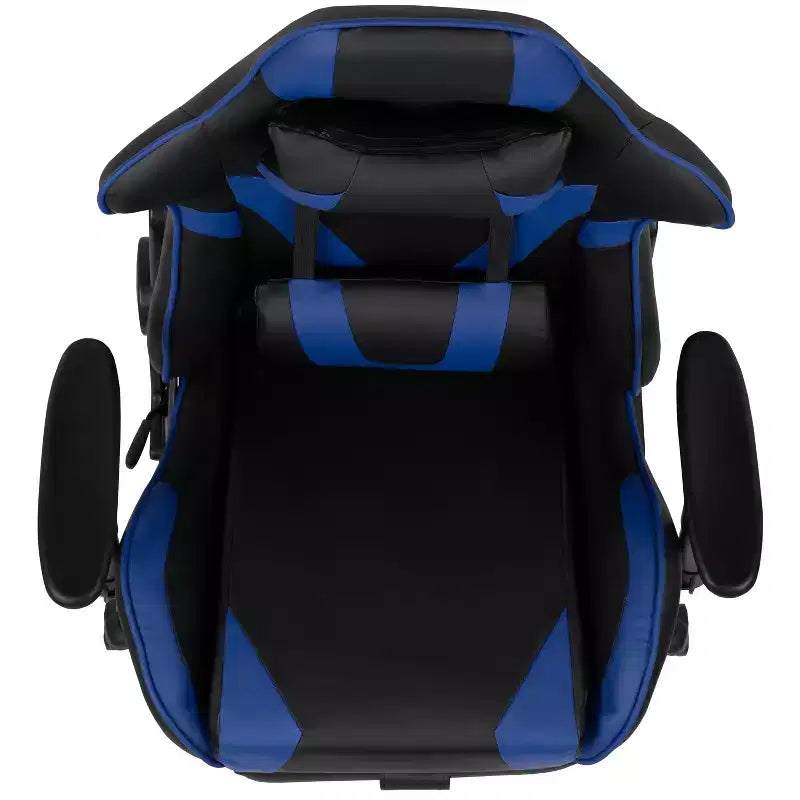 Fauteuil de jeu ergonomique Racing avec dossier inclinable et repose-pieds en similicuir rouge