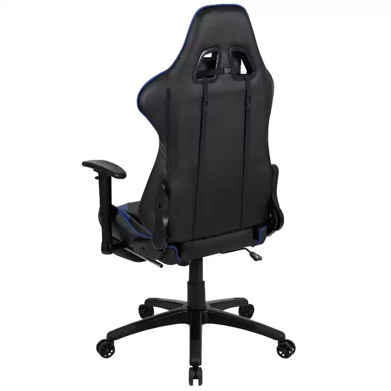 Fauteuil de jeu ergonomique Racing avec dossier inclinable et repose-pieds en similicuir rouge
